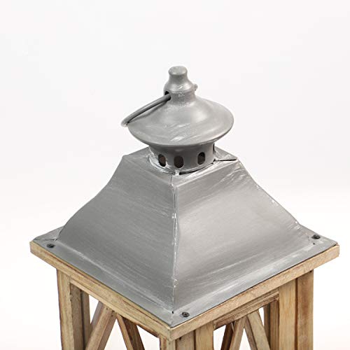2 Pack 15 X 5 X 5 Inches Wood Wooden Decorative Glass Candle Lantern Vintage Rustic Large Hanging Candle Holder For Indoor Outdoor Use,Set Of 2 #TOP7