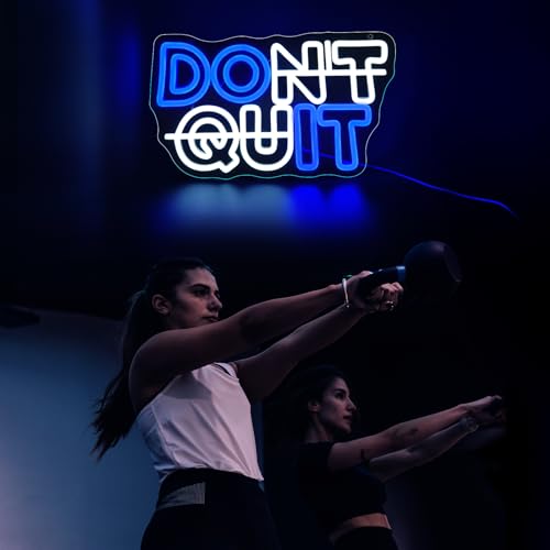 Image of DON'T QUIT Neon Sign, JGHTURIE Gym Led Neon Signs for Wall Decor Blue White Light Up Sign Office Gamer Room Man Cave for Wall Decor USB Powered