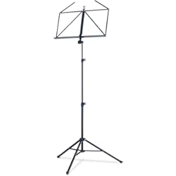 Trompeta Clasica K&M 10065 Atril negro para partituras - Atril plegable para estuches de trompeta - altura variable de 58.5 a 122 cm