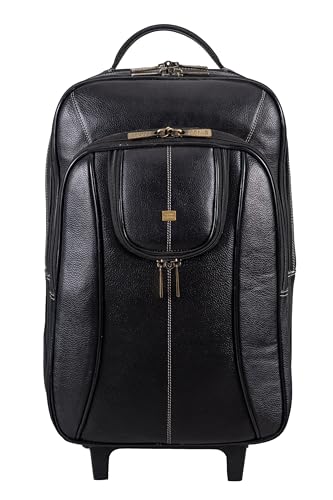 Image of BRAND LEATHER Rolling Backpack Wheeled Laptop Backpack for Travel, Trolley Luggage Compact Business Bag Student Laptop Bag for Men & Women