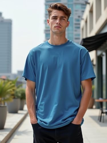 Image of Nobero Men's Oversized Graphic T-Shirt for Men | Soft Cotton | Drop Shoulder Relaxed Fit | Printed Casual Tshirt for Men