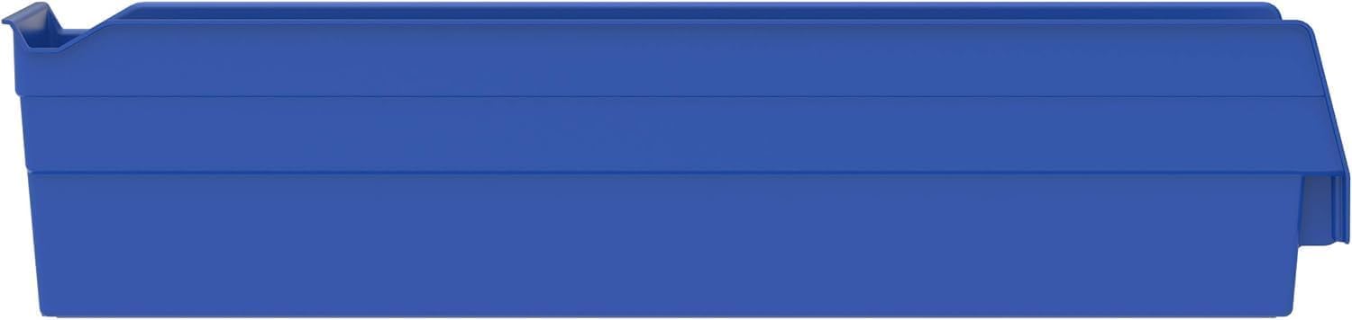 Akro-Mils 30128 Plastic Shelf Bins, Heavy Duty Storage Bins for Garage, Closet, and Drawer Organization, 45.72 cm x 10.16 cm x 10.16 cm, Blue, 12-Pack