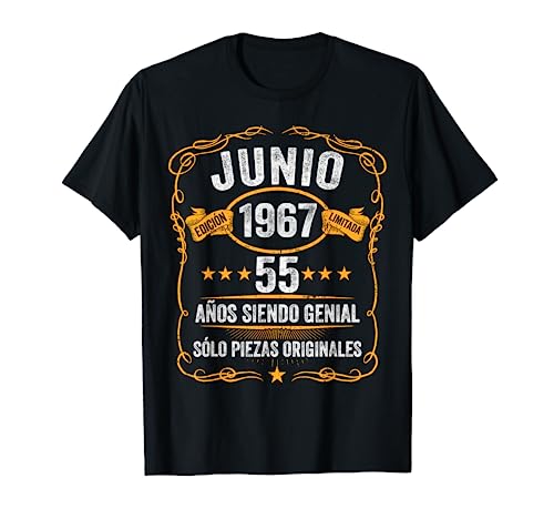 55 Años Cumpleaños Junio 1967 Hombre Mujer Junio 1967 55 Camiseta