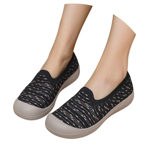Women's Knit Slip-On Sneakers Ladies Low-top Casual Walking Shoes Cute Flying Woven Loafer Lightweight Breathable Mesh Fashion Sneakers4