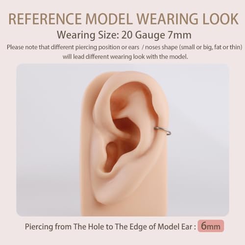 Image of FANSING Men Women 316L Surgical Steel Hinged Nose Rings Hoop for Nostril Septum Cartilage Helix Daith Tragus Rook Conch Lip Ear Lobe Piercings