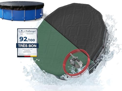 Planenfux® Bache Piscine Ronde de diamètre 366-400 cm | Bâche de Piscine Ronde été et Hiver en polyéthylène 200g/m² | Bache de Protection résistante au Chlore & aux UV avec Fonction Solaire | Ø460cm