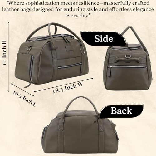 Premium Full-Grained Leather Charcoal Grey Duffel Bag | Unisex Travel Bag | Workout, weekend, or overnight duffle bag | Ideal gift for birthdays, weddings, housewarmings, and for men and women2