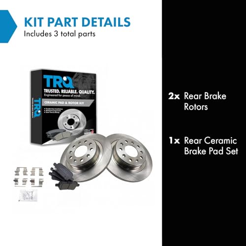 Image of TRQ Rear Brake Pad and Rotor Set Ceramic Solid Rotors