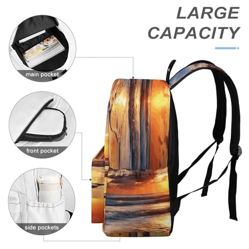 Beach Sunrise Printed Backpack Water-Resistant Pack Stylish Bag Lightweight Travel Backpack4