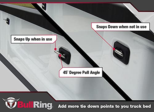 Bull Ring Angled Inner Bed Retractable Truck Bed Tie Down Anchors For 2007+ Chevy Silverado And Gmc Sierra, 2015+ Chevy Colorado And Gmc Canyon (2 Pairs) #TOP1