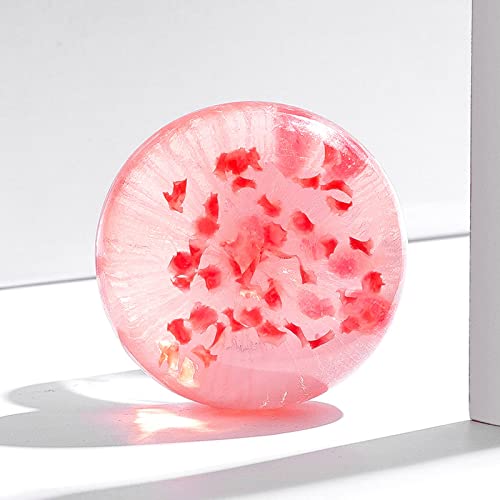 Sakura Petals Scented Botanical Soap,100G Handmade Cherry Blossom Essential Oils Soap,Face Body Moisturizing Artisanal Floral Soap With Blistering Net,Perfume Scented Bath Soap Gift For Men & Women #TOP4