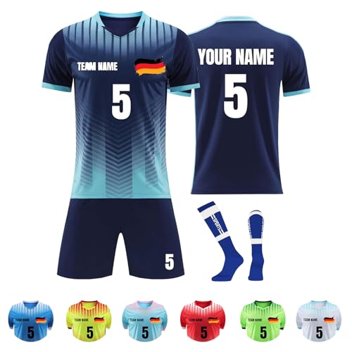 Generisch Deutschland Trikot EM 2024, Personalisiertes Kinder-Fußballset Mit Namen und Nummer, Jungen-Trikot, Shorts und Socken-Set #7