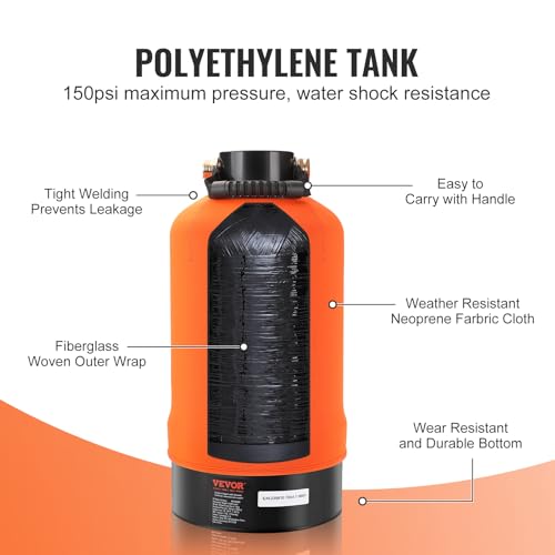 Image of VEVOR RV Water Softener, 16,000 Grain Portable Water Softener, with 3 /4 inch Brass Fittings and 42 inch Hose, Soften Hard Water Filter System for RVs, Trailers, Boats, Mobile Car Washing, Pressure Washing | Filter System for RVs, Trailers, Boats, with 3 /4 inch Brass Fittings and 42 inch Hose, Portable Mobile Car Washing, Pressure Washing