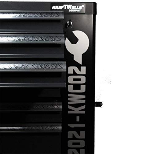 Werkzeugwagen Werkstattwagen KRAFTWELLE 7 Schubladen 6 komplett gefüllt mit Werkzeuge – Werkzeugkasten fahrbar mit Seitenfach – Bild 3