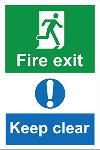 V Safety Fire Exit Keep Clear Mandatory Sign - 400mm X 400mm 1mm Rigid Plastic - View #6