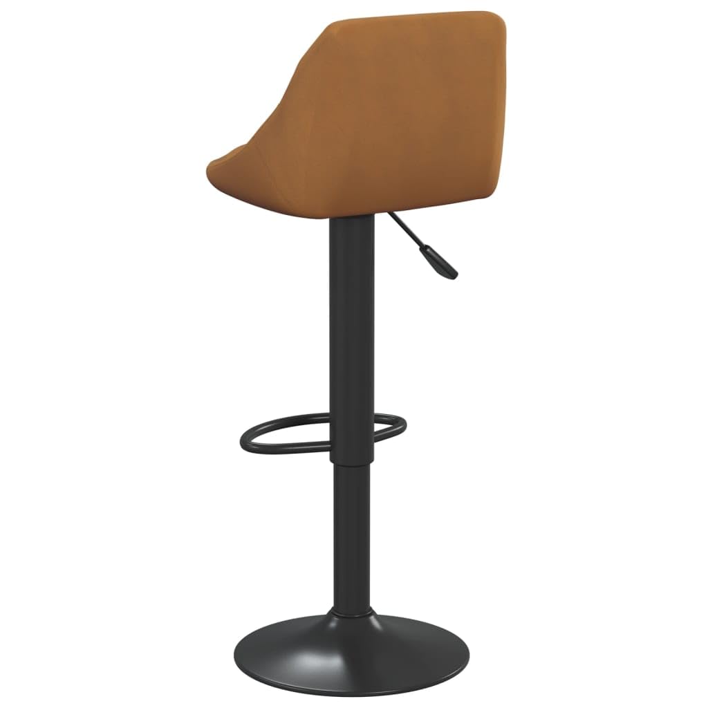 Taboret barowy 2 szt., brązowy, aksamitny, tapicerowany stołek barowy ze stalowym stelażem, z regulacją wysokości, obracany o 360 stopni, z podnóżkiem, idealny jako stołek barowy i stołek