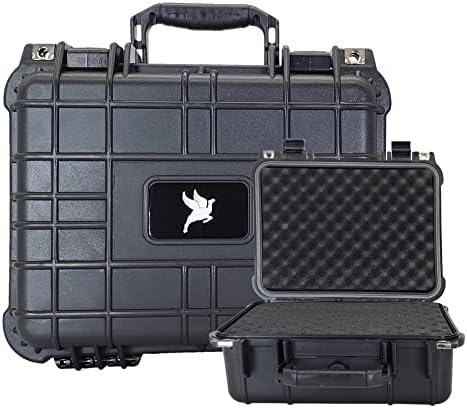 Flying Camel TSA Approved Hard Case Ideal for Guns, Cameras, and Electronics. Customizable Cubbed Foam-Padding, Waterproof, and Shockproof. Size: 13.3" x 11.6" x 6" (Black)