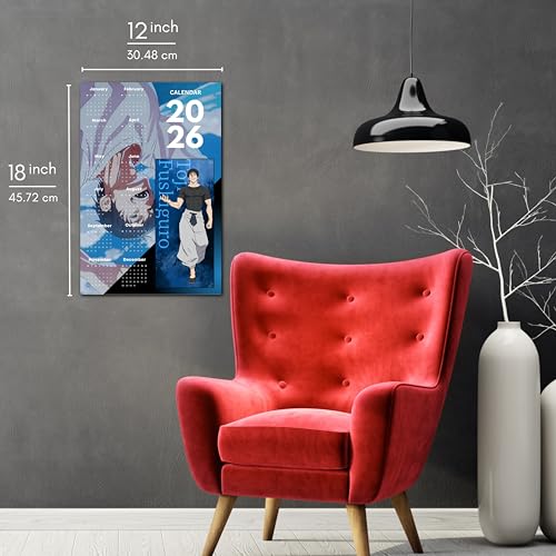 Image of 2026 Anime Wall Calendar 12 x 18 Inch | Toji Inspired Theme | Aesthetic Anime Poster Calendar | Room & Wall Decoration | Premium Print