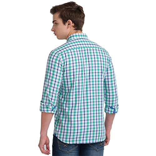 Image of Raymond Men's Pure Cotton Jacquard Pattern Slim Fit Semi Cutaway Collar Full Sleeve Formal Shirt