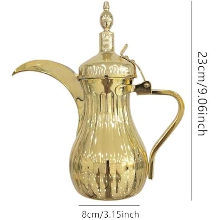 Arabic Coffee Maker Pot Stainless Steel Juice Kettle for Daily Using Cold Water Kettle Multipurpose Teapot Beak Pot, Gold 500ml