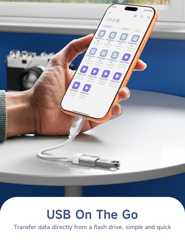 Image of JSAUX USB to USB C Adapter [2 Pack], USBC OTG Adapter Compatible with MacBook Pro /Air, iPhone 15 Pro Max, Samsung Galaxy S24 /S23 /S22 /S21 and More USB C Devices-Crystal White