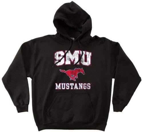 SMU Mustangs Vintage Mascot Hooded Sweatshirt, Black, Large
