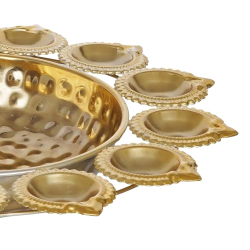 Image of Webelkart Diya Shape Flower Decorative Urli Bowl for Home Handcrafted Bowl for Floating Flowers and Tea Light Candles,Office and Table Decor| Diwali Decoration Items