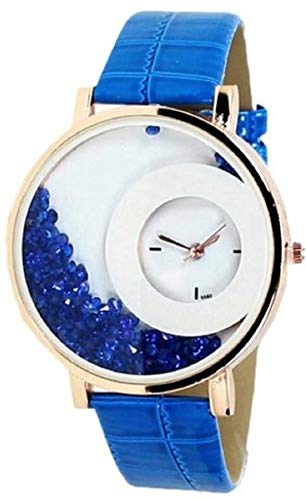 S S TRADERS Analog Watch Blue Movable Diamond Beads in Dial Women and Girls