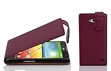 Cadorabo Hülle kompatibel mit LG L90 (1. SIM) Flip Design aus Premium Kunst Leder Flip Klappbare Stoßfeste Magnetische Cover Hülle für LG L90 (1. SIM) Tasche in Lila