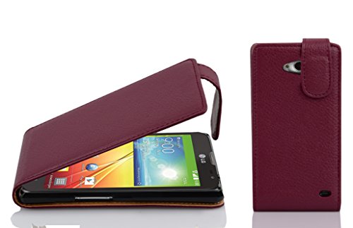 Cadorabo Hülle kompatibel mit LG L90 (1. SIM) Flip Design aus Premium Kunst Leder Flip Klappbare Stoßfeste Magnetische Cover Hülle für LG L90 (1. SIM) Tasche in Lila