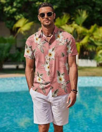 COOFANDY Mens Hawaiian Shirt Short Sleeve Button Down Shirt Tropical Summer Beach Shirt2
