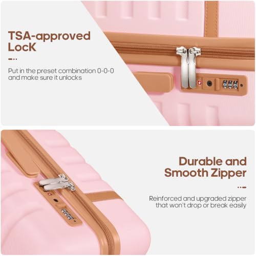 Image of UKEIN Luggage Sets 3 Piece, Carry On Luggage 20In With Spinner Wheels,PC Hardside Suitcase Set with TSA Lock,Durable Carry On Suitcase With Travel Backpack for Men (Pink, 3 piece set (20inch))
