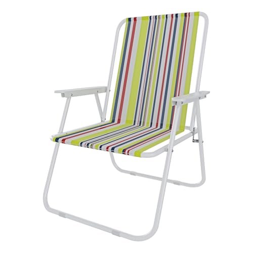 Arreditaly Sedia Pieghevole Da Spiaggia Campeggio Camping Leggera E Resistente In Metallo In Tessuto Oxford 600D Con Braccioli Seggiola Pesca Giardino Terrazzo Balcone Esterno (Multicolore Verde Blu)