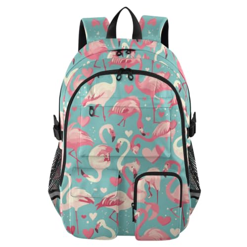 Mochila para laptop 17.5" Flamigo vintage de diseño San Valentín para universidad y trabajo