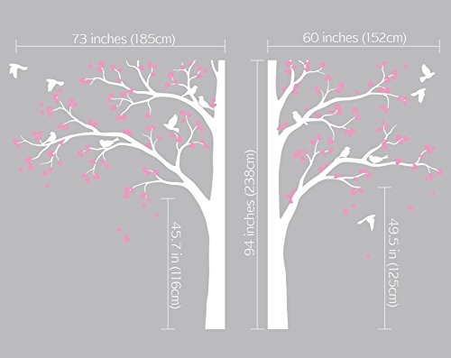Vinilo decorativo grande árbol blanco para esquina miniatura 3