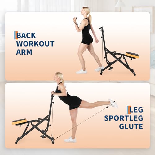 Image of Squat & Rowing Machine - 12-Level Resistance Home Gym Equipment for Glutes, Legs, Core | Foldable Butt Lifter Hip Thrust Trainer with Leg Press & Ab Workout