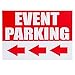 Juvale Parking Signs with Arrows - 6-Pack, 12 x 17 in, Red Corrugated Plastic - Event Parking Signs for Outside with Stakes for Concert Traffic Direction