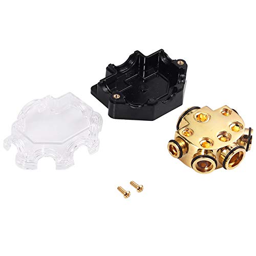 Vonsom 5 Way Power Distribution Block, 1X 0 Gauge In, 2/4/8 Gauge Out Amp Power Distribution Ground Distributor Connecting Block For Car Amplifier Audio Splitter (2 Pieces) #TOP6