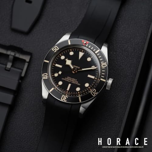 HORACE Bracelet Montre 20 mm en Caoutchouc FKM Premium – Souple, Étanche & Durable – Compatible avec Tudor Black Bay 58 & GMT 39mm (Noir) – vue 5