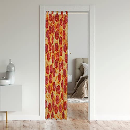 Loussiesd Pizza Doorway Curtain Privacy Pepperoni Be Door Cover Curtain Funny Washable Closet Door Cover Decorations Kitchen Indoor 106x203cm 1 Panel - Image 3