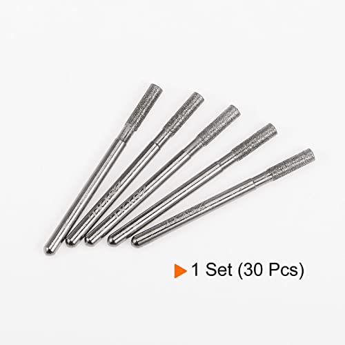 Juego de 30 fresas de diamante 3mm cabeza cilíndrica miniatura 3