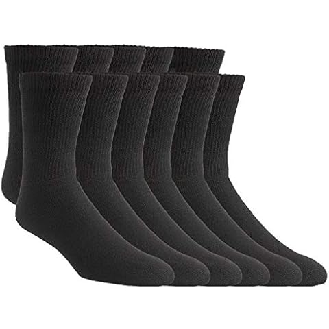 Diabetic Crew Socks – Breathable Cotton Socks – Loose Fitting Comfortable Sock – Non Binding Top Design – Improve Foot Circulation – Painful Swollen Feet Relief (Black (6 Pair), 9 to 11) Cover