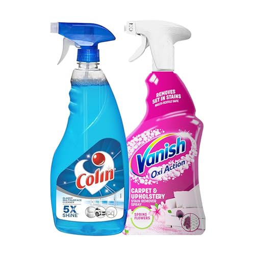 Image of Complete Home Surface & Upholstery cleaning Kit | Colin Glass and Surface Cleaner Liquid, 750 ml with Instant Stain Remover Spray, 500 ml | India's #1 Glass Cleaner & Upholstery spray