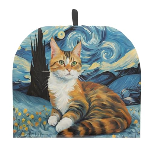 Image of Large Tea Cozy for Teapot Starry Night Cat Print Extra Thick Tea Pot Cover Home Kitchen Decoration Insulated Teapot Cozy Dust Kitchen Accessories for Home Daily