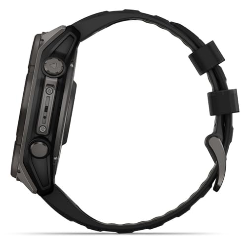 Image of Garmin Fenix 8 47mm Solar Sapphire Multisport GPS Smartwatch, Carbon Gray DLC Titanium with Black /Pebble Gray, 010-02906-10 - Bundle w /Deco Essentials Charging Dock, Dust Cover and USB-C Cable