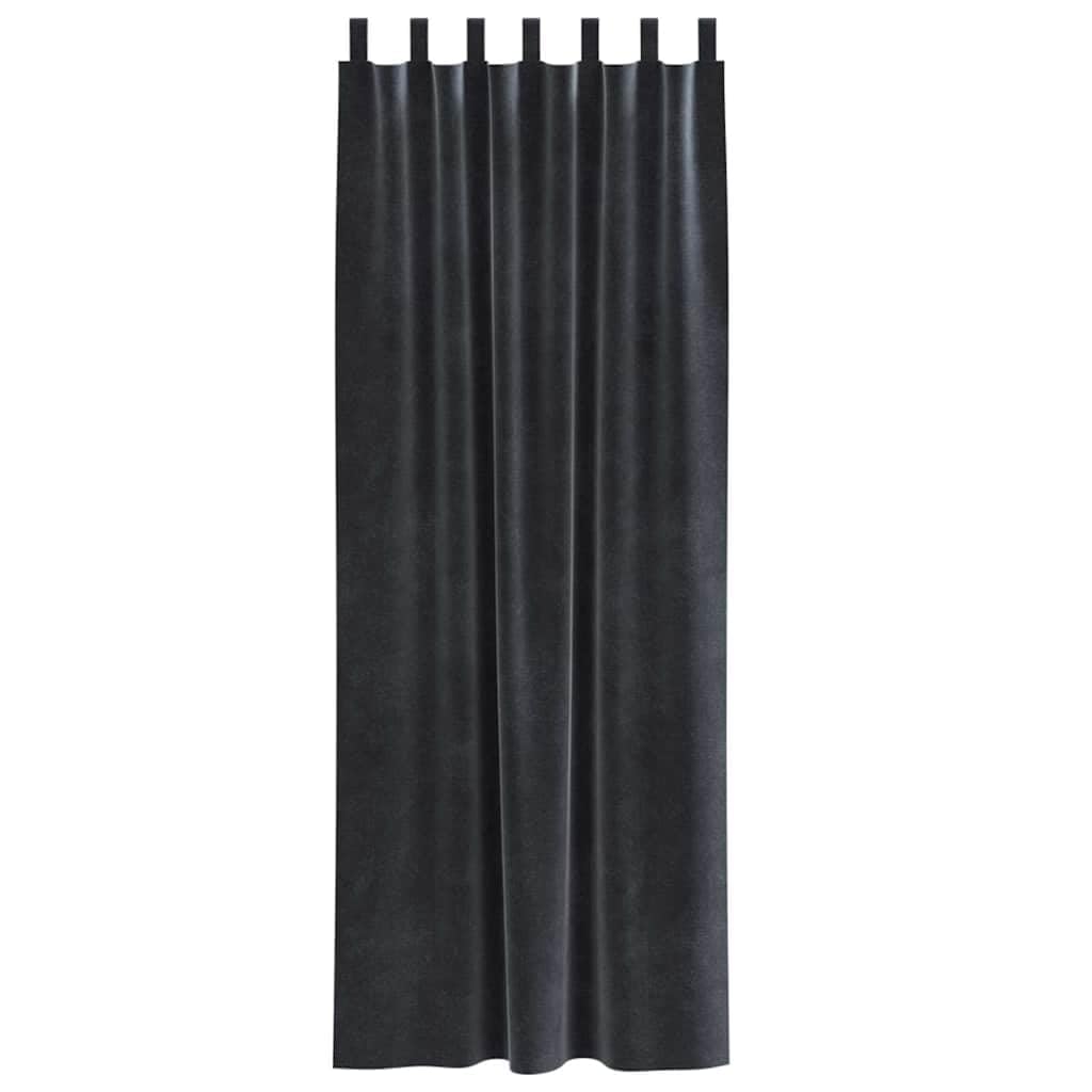 Zasłony zaciemniające, zestaw 2 szt., ciemnoszare, z aksamitu, 140 x 245 cm, nieprzejrzyste, termoizolacyjne, do sypialni i salonu, ze szlufkami z materiału do łatwego montażu