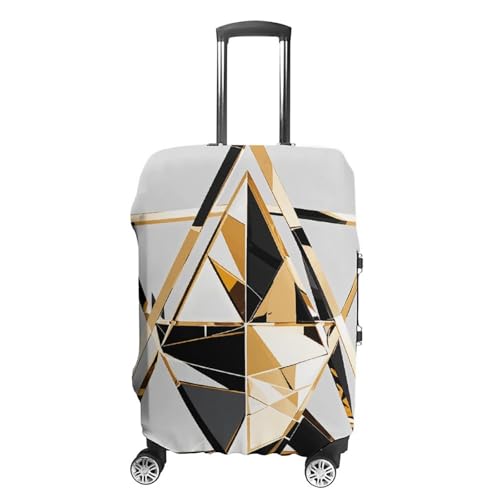 Fashion Modern Black White Gold Triangle Luggage Cover, Washable Elastic Suitcase Cover Protector Fit 18-32 Inch Luggage