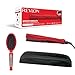 REVLON Ultra Straight and Smooth Styler Set (200°C Fast Styler with Ceramic Plates Gift Set with Brush and Storage Pouch) RVST2176GP