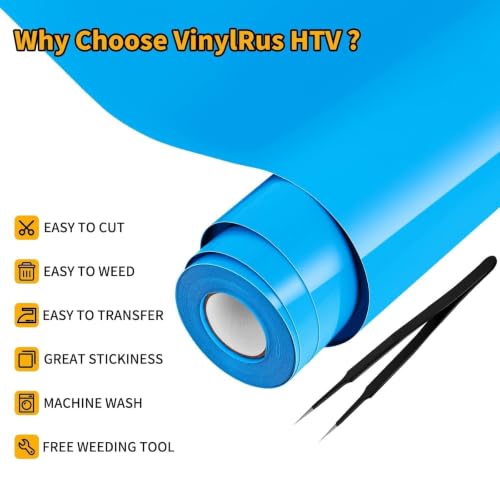 Image of VinylRus HTV Heat Transfer Vinyl Roll, Sky Blue, 12 inch x 25FT
