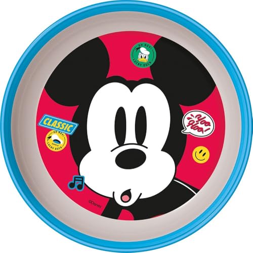 Tataway Bol Mickey Mouse pour enfants Disney en plastique bleu et blanc avec base antidérapante